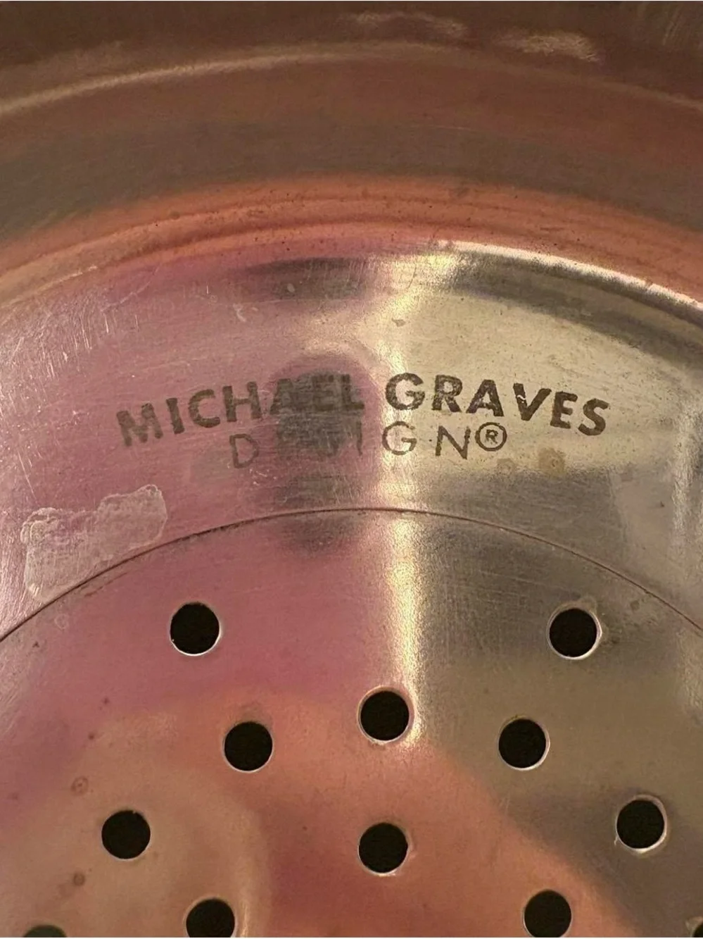 Michael Graves Navy Colander with Gold Handles
